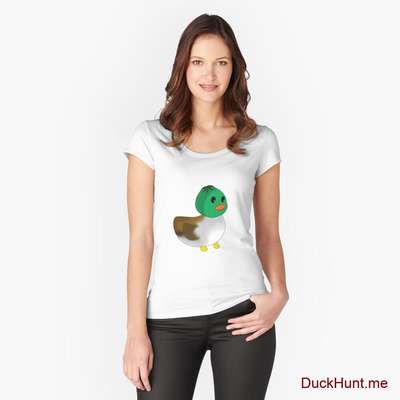Normal Duck White Fitted Scoop T-Shirt (Front printed) image