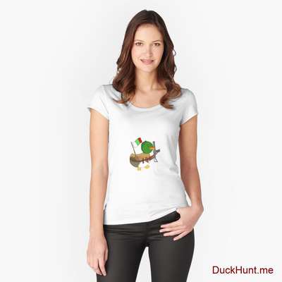 Kamikaze Duck White Fitted Scoop T-Shirt (Front printed) image