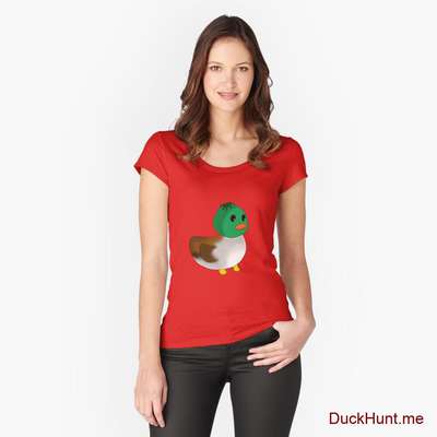 Normal Duck Red Fitted Scoop T-Shirt (Front printed) image
