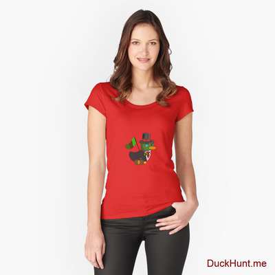 Golden Duck Red Fitted Scoop T-Shirt (Front printed) image