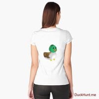 Normal Duck White Fitted Scoop T-Shirt (Back printed)
