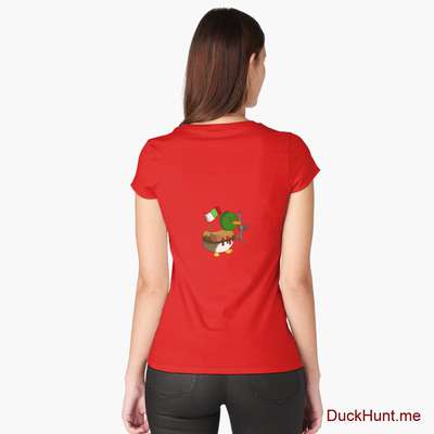Kamikaze Duck Red Fitted Scoop T-Shirt (Back printed) image