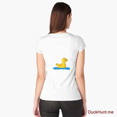 Plastic Duck White Fitted Scoop T-Shirt (Back printed) image