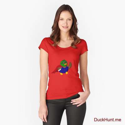 Alive Boss Duck Red Fitted Scoop T-Shirt (Front printed) image