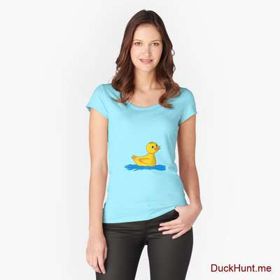 Plastic Duck Turquoise Fitted Scoop T-Shirt (Front printed) image