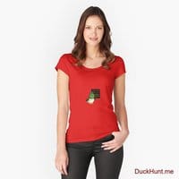 Prof Duck Red Fitted Scoop T-Shirt (Front printed)