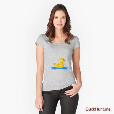 Plastic Duck Heather Grey Fitted Scoop T-Shirt (Front printed) image