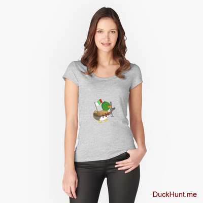 Kamikaze Duck Heather Grey Fitted Scoop T-Shirt (Front printed) image