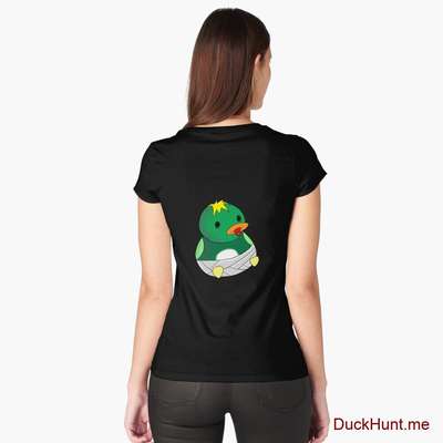 Baby duck Black Fitted Scoop T-Shirt (Back printed) image
