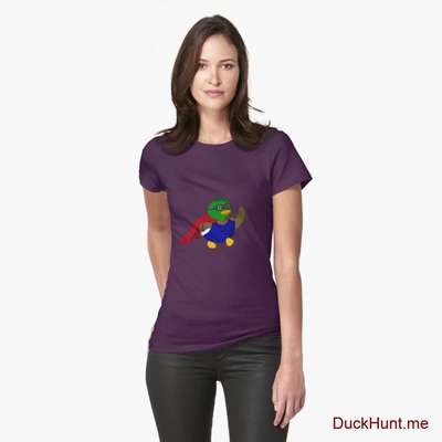 Alive Boss Duck Eggplant Fitted T-Shirt (Front printed) image
