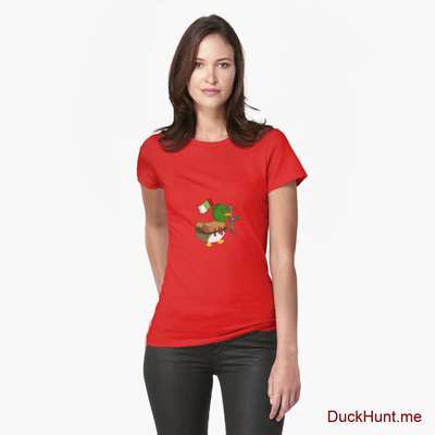 Kamikaze Duck Red Fitted T-Shirt (Front printed) image