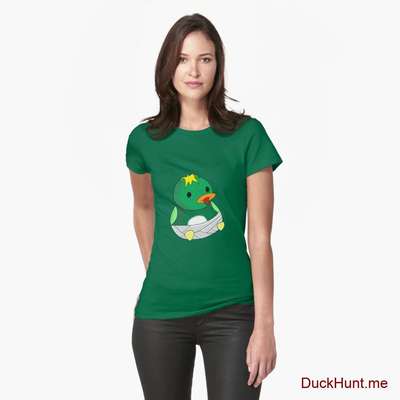 Baby duck Green Fitted T-Shirt (Front printed) image