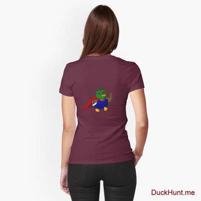 Alive Boss Duck Dark Red Fitted T-Shirt (Back printed) image