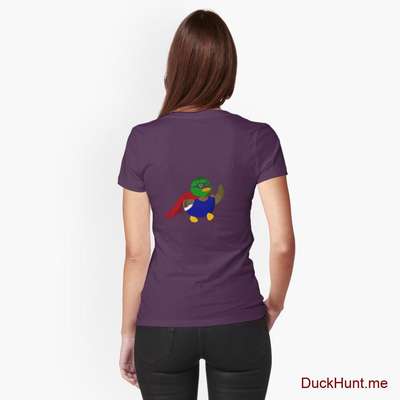 Alive Boss Duck Eggplant Fitted T-Shirt (Back printed) image