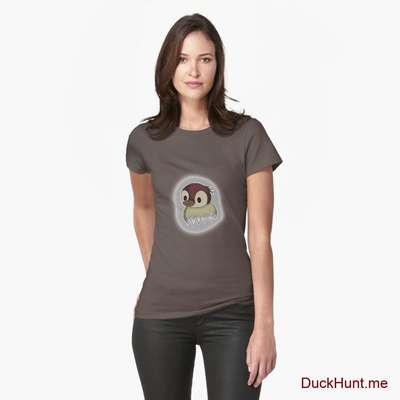 Ghost Duck (foggy) Dark Grey Fitted T-Shirt (Front printed) image