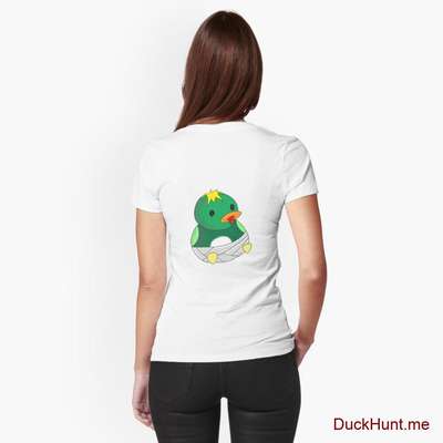Baby duck White Fitted T-Shirt (Back printed) image