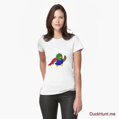 Alive Boss Duck White Fitted T-Shirt (Front printed) image