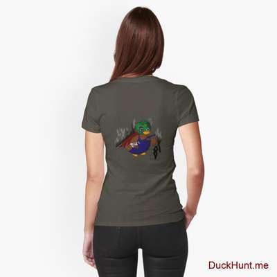 Dead Boss Duck (smoky) Army Fitted T-Shirt (Back printed) image