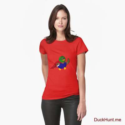 Alive Boss Duck Red Fitted T-Shirt (Front printed) image