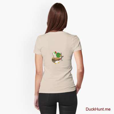 Kamikaze Duck Creme Fitted T-Shirt (Back printed) image