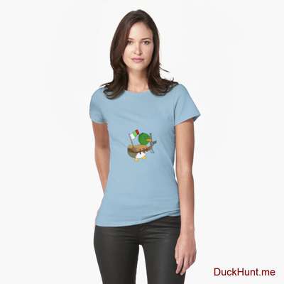 Kamikaze Duck Light Blue Fitted T-Shirt (Front printed) image