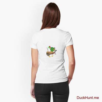 Kamikaze Duck White Fitted T-Shirt (Back printed) image