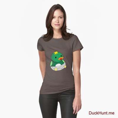 Baby duck Dark Grey Fitted T-Shirt (Front printed) image