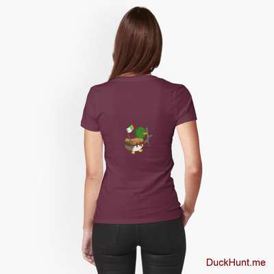 Kamikaze Duck Dark Red Fitted T-Shirt (Back printed) image