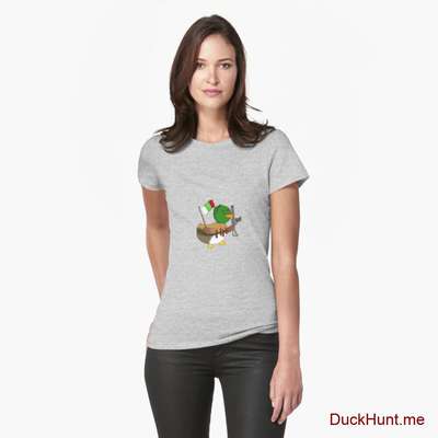 Kamikaze Duck Heather Grey Fitted T-Shirt (Front printed) image