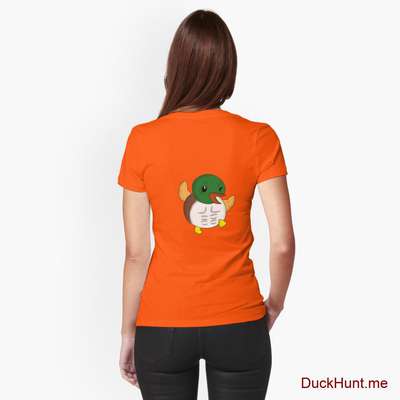 Super duck Orange Fitted T-Shirt (Back printed) image