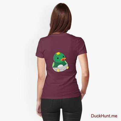 Baby duck Dark Red Fitted T-Shirt (Back printed) image