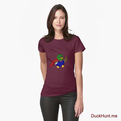 Alive Boss Duck Dark Red Fitted T-Shirt (Front printed) image