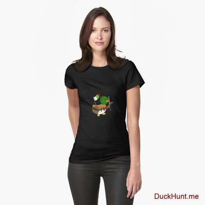 Kamikaze Duck Black Fitted T-Shirt (Front printed) image