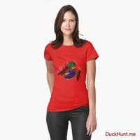 Dead Boss Duck (smoky) Red Fitted T-Shirt (Front printed)