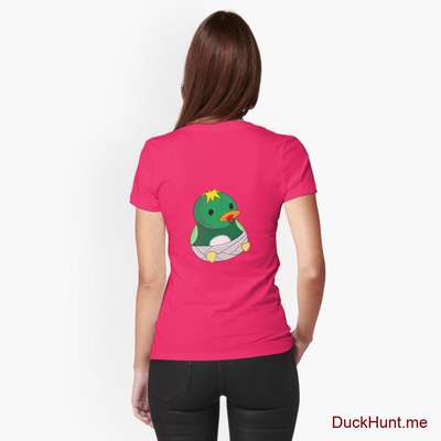 Baby duck Berry Fitted T-Shirt (Back printed) image