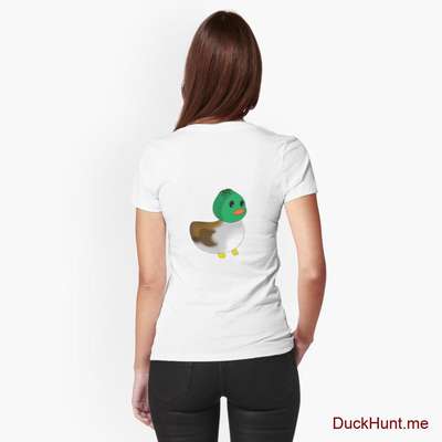 Normal Duck White Fitted T-Shirt (Back printed) image