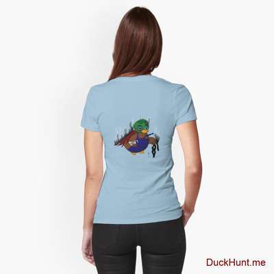 Dead Boss Duck (smoky) Light Blue Fitted T-Shirt (Back printed) image