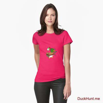 Kamikaze Duck Berry Fitted T-Shirt (Front printed) image