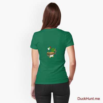 Kamikaze Duck Green Fitted T-Shirt (Back printed) image
