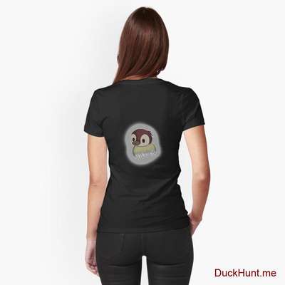 Ghost Duck (foggy) Black Fitted T-Shirt (Back printed) image