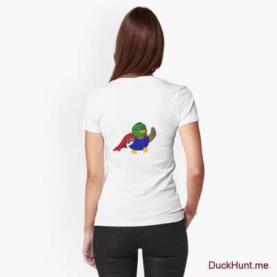 Alive Boss Duck White Fitted T-Shirt (Back printed) image