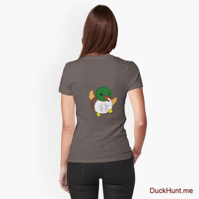 Super duck Dark Grey Fitted T-Shirt (Back printed) image