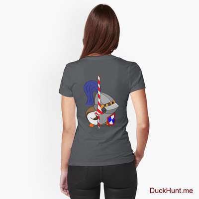 Armored Duck Dark Grey Fitted V-Neck T-Shirt (Back printed) image