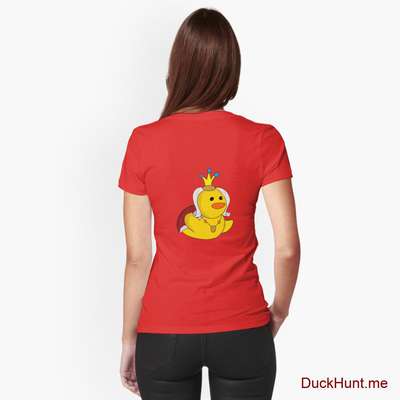 Royal Duck Red Fitted V-Neck T-Shirt (Back printed) image