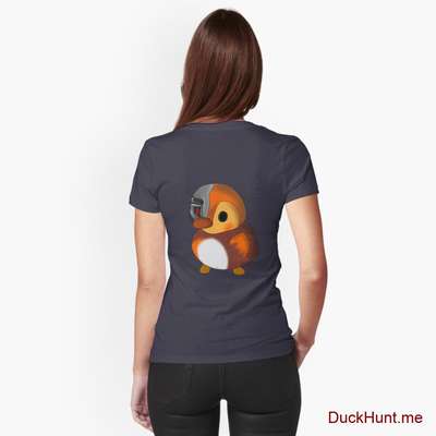 Mechanical Duck Navy Fitted V-Neck T-Shirt (Back printed) image
