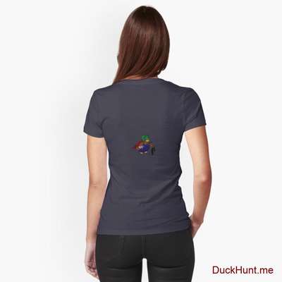 Dead DuckHunt Boss (smokeless) Navy Fitted V-Neck T-Shirt (Back printed) image