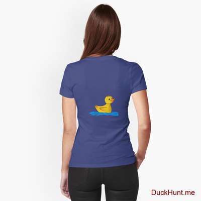 Plastic Duck Blue Fitted V-Neck T-Shirt (Back printed) image