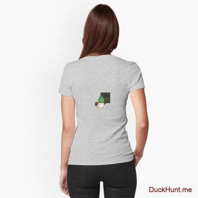 Prof Duck Heather Grey Fitted V-Neck T-Shirt (Back printed) image