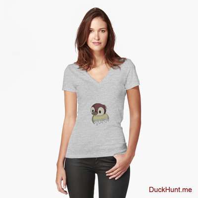Ghost Duck (fogless) Heather Grey Fitted V-Neck T-Shirt (Front printed) image