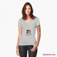 Ghost Duck (fogless) Heather Grey Fitted V-Neck T-Shirt (Front printed)